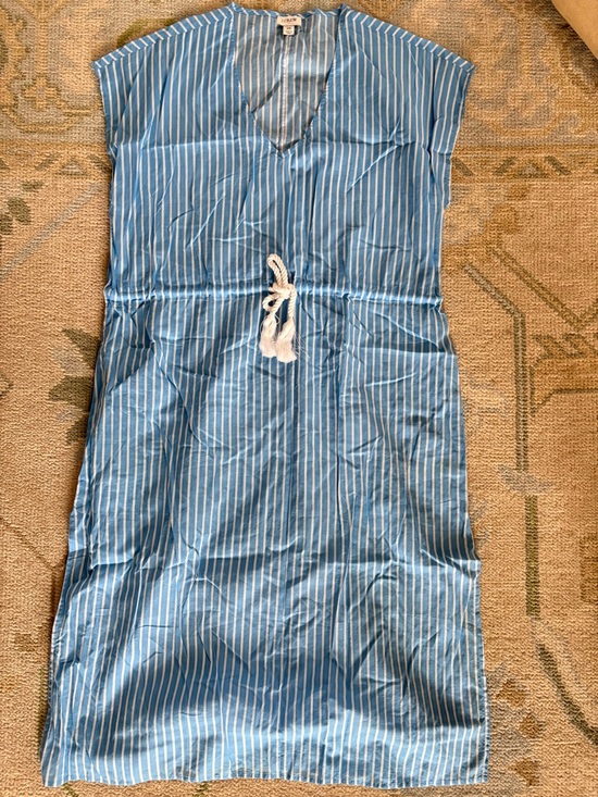 J. Crew Other - NWOT Jcrew Blue & White Striped V-Neck Drawstring Swim Cover-up